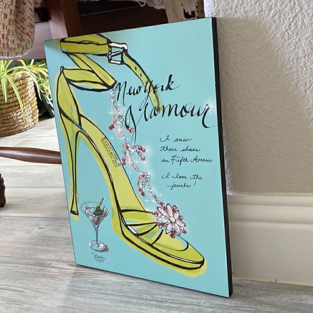 New York Glamour Wood Frame Heel Shie Martini Decor Painting - Picture 5 of 7